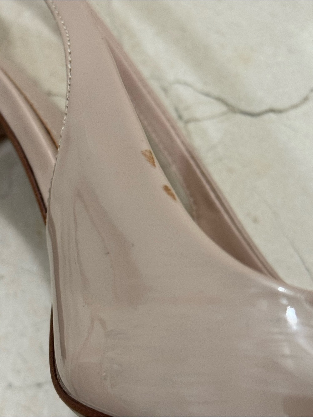 MNG Mango Shiny Beige Pump Slingback Short Heel - Picture 5 of 7